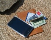 Tan Leather iPhone or iPod case or wallet
