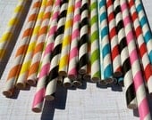 Paper Straws 60 straws Your choice of colors w/ DIY Blank Printable PDF file, Retro, Vintage Inspired, Biodegradable