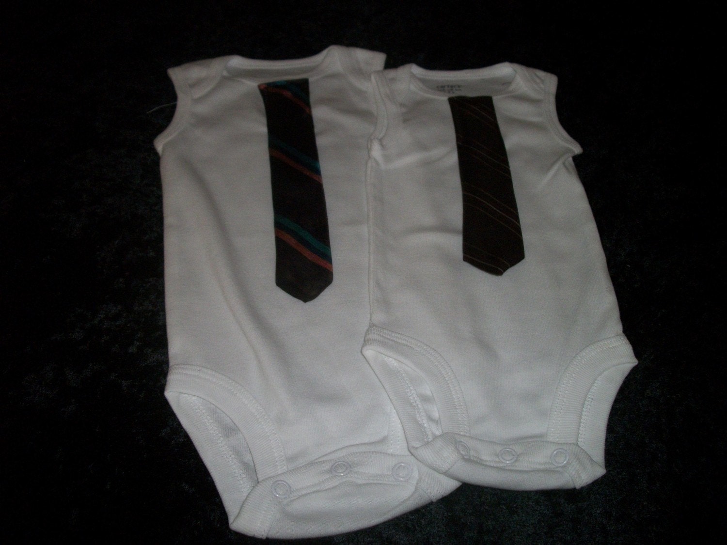 Set of two neck tie onesie real mens neck tie