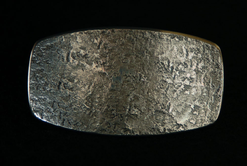 Silver & Black "Anvil Textured" Stainless Steel Belt Buckle will fit 1-1/4" belt for Suit or Casual Pants signed by artist Robert Aucoin