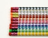 Pencil Set of 10.  Rainbow Houndstooth Custom Pencils
