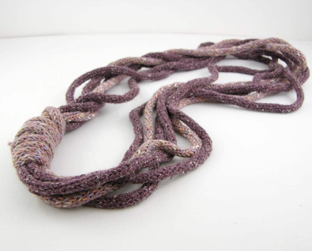 Scarf necklace loops infinity scarf neck wrap neck warmer tricot cords scarf knit necklace purple blend curationnation