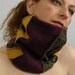 cowl tube scarf neck warmer unisex recycled wool patchwork yellow mustard wine purple retro fall autumn winter curationnation