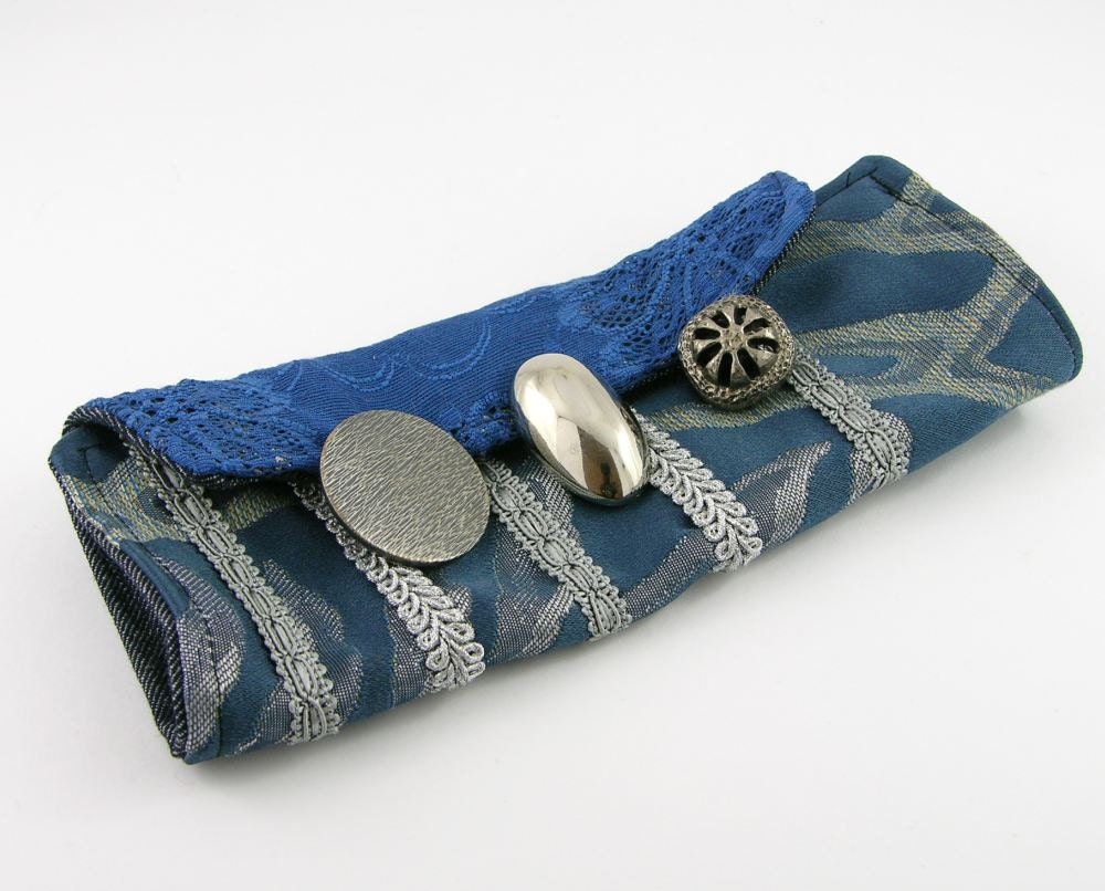 arm cuff  in blue repurposed cotton lace ooak victorian romantic steampunk tagt team curationnation