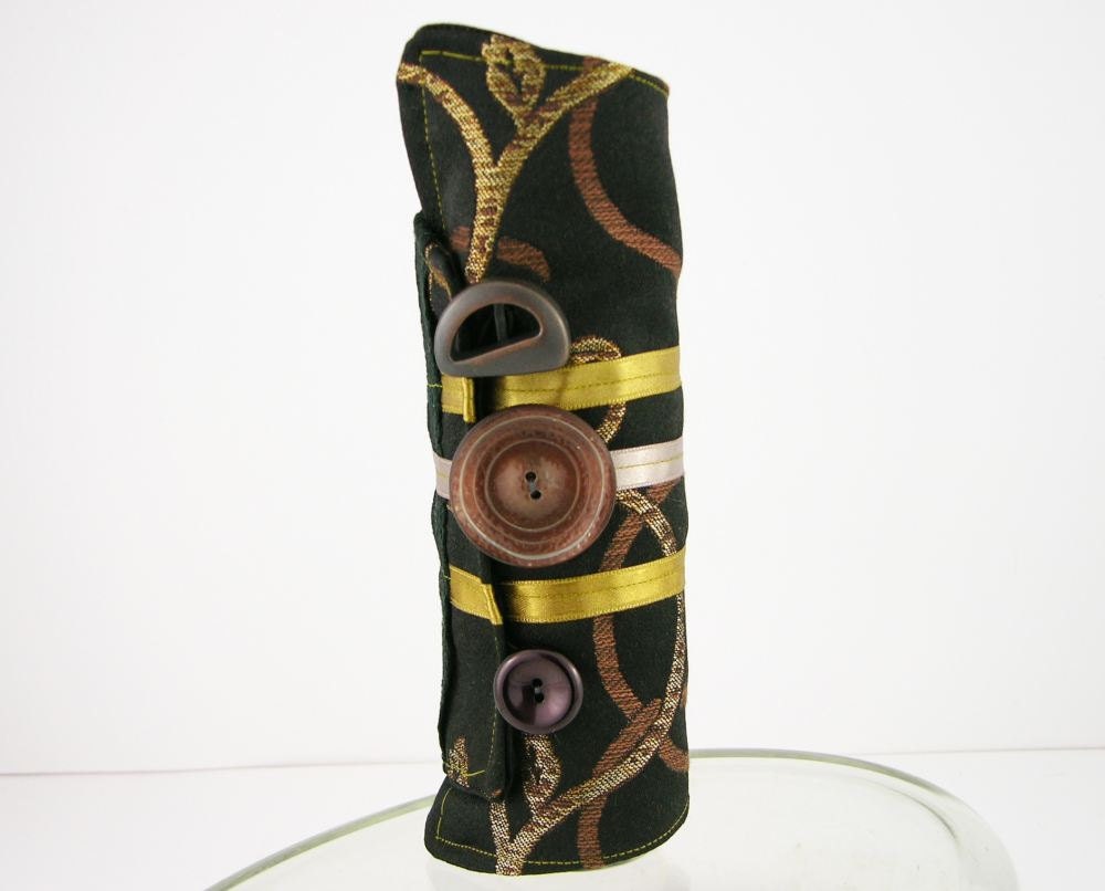 arm cuff eco friendly black brown bronze gold repurposed ribbon victorian romantic steampunk men women unisex tagt team teamt