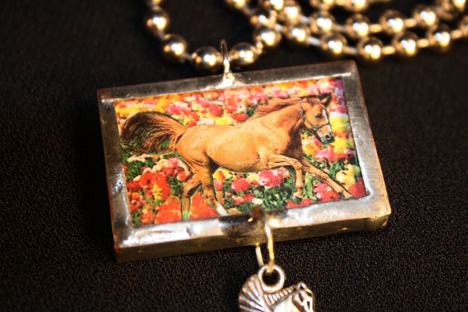 Horse in Flowers Pendant