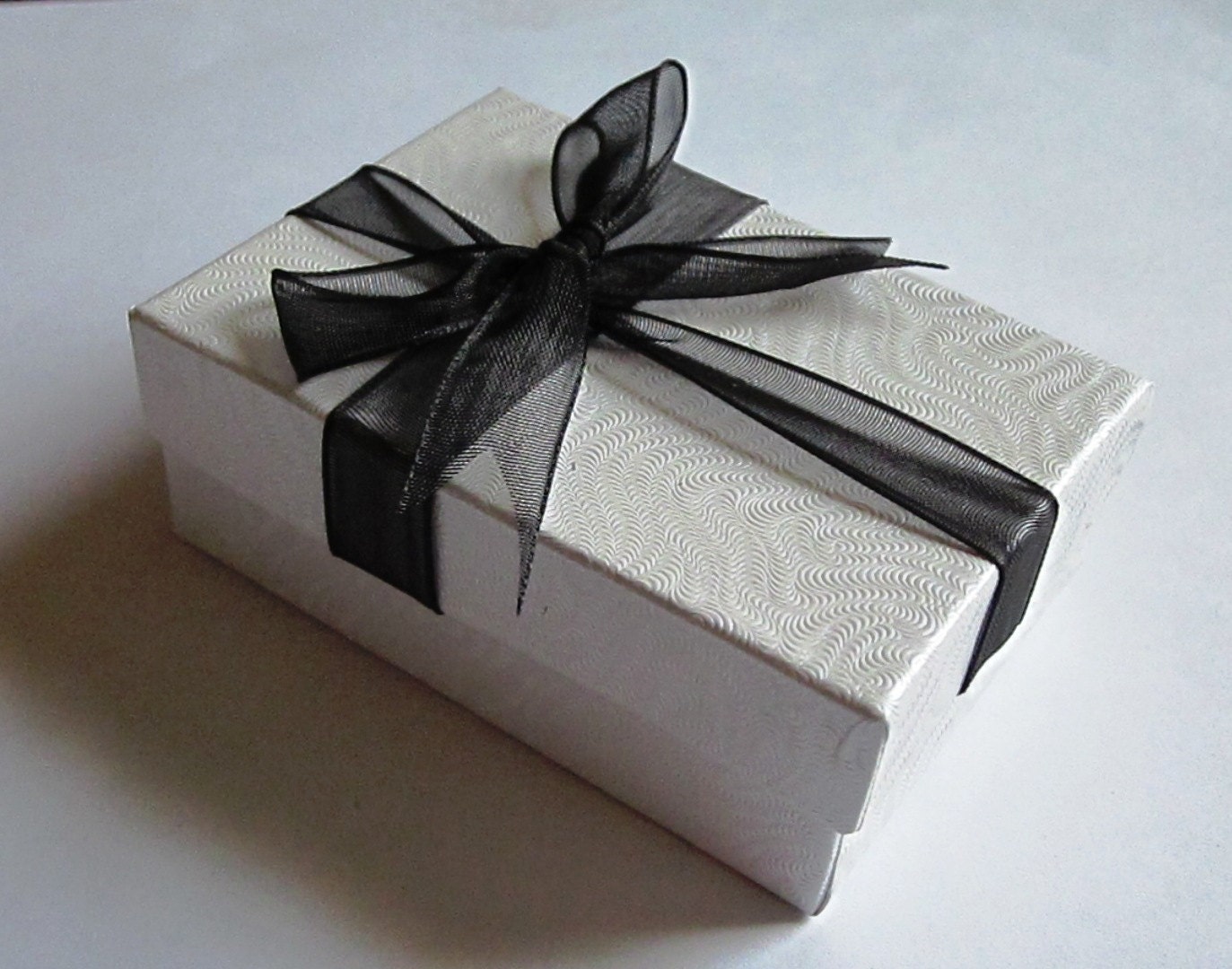 Gift Wrap - Box and Ribbon - Cotton Filled Jewelry Box - Zebra, Lepoard, White - Black, Blue, Green, Yellow, Purple, Smiley Face