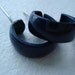 Vintage Earrings, Navy Blue, Metal Hoops, Small Hoop Earrings