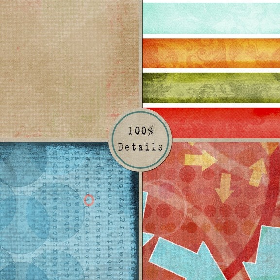 Colourful Digital Papers - Express Yourself - Commercial Use - Textured - Stripe - Arrows - Instant Download Il_570xn