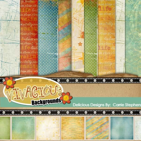 Summer Fun Digital Papers - Vivacious - Orange, Yellow and Blue Background Papers for Digital Scrapbooking, Card making Il_570xn