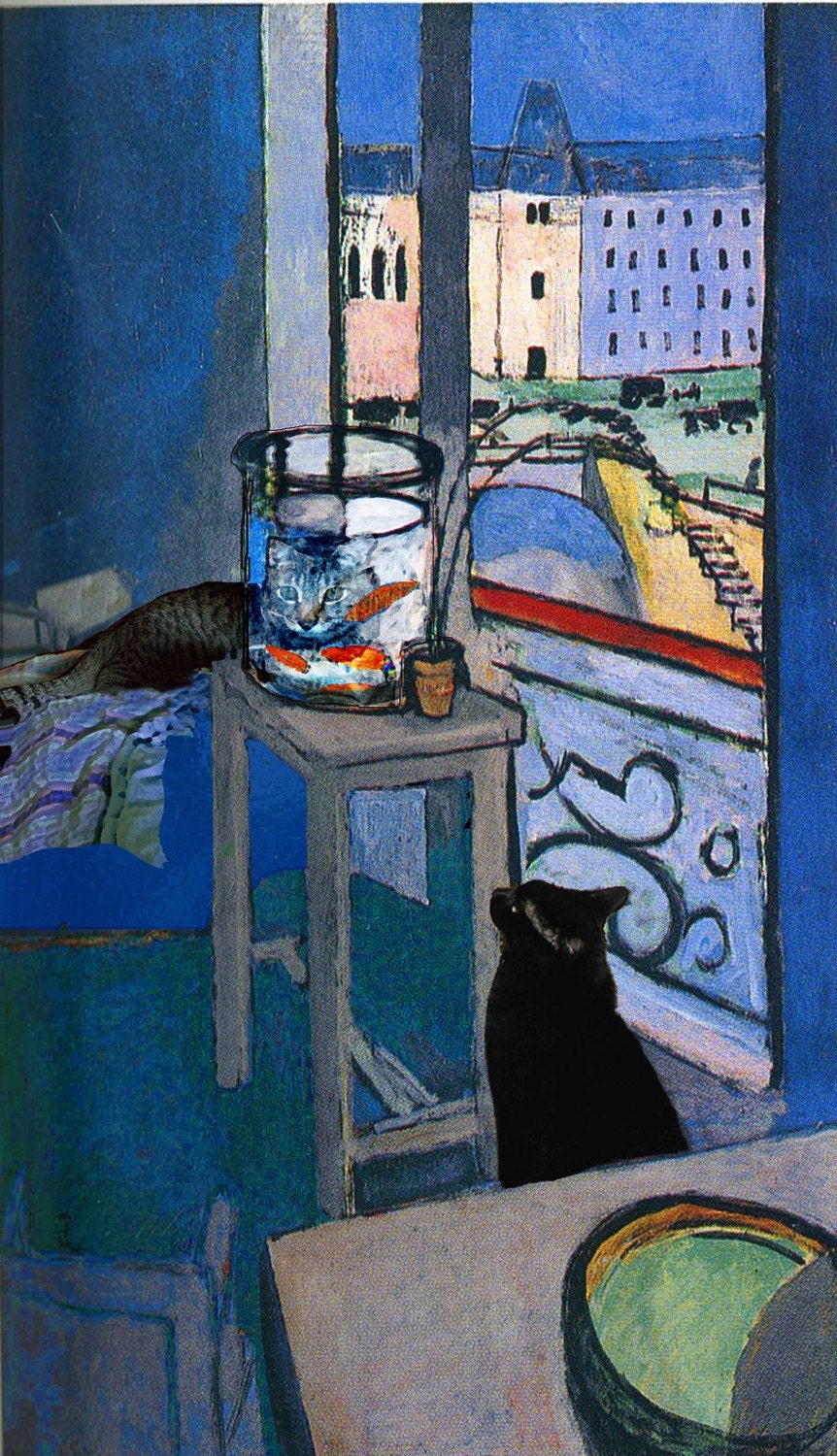 Cat Art Print-Matisse's Goldfish