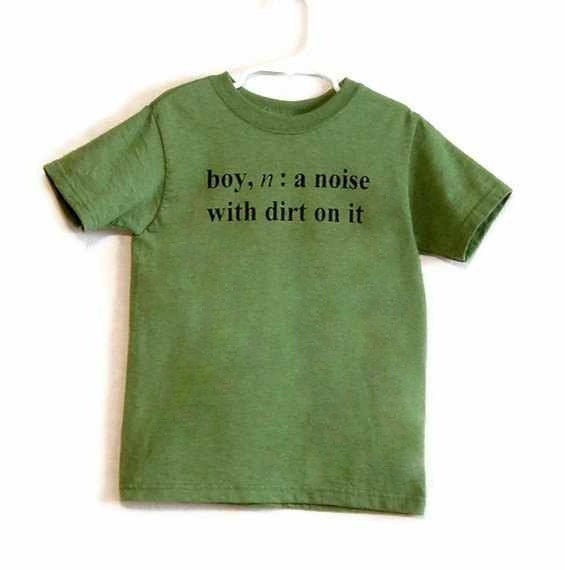 Size 8 Boy Definition Screenprinted Children's T-shirt in Green Heather with black ink