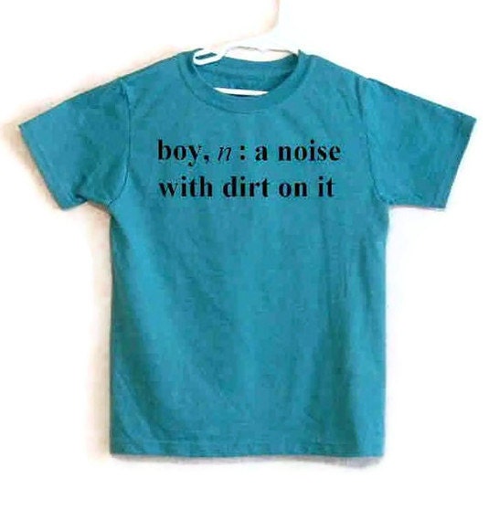 Size 6-7 Screenprinted Childrens Tee Shirt Boy Definition Text Teal Blue Heather Shirt with Black Ink