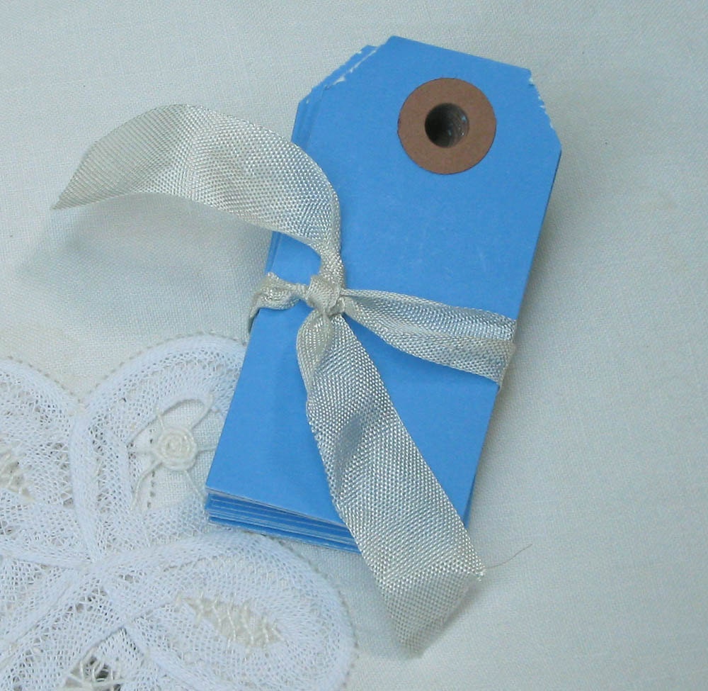 TAGS 50 small medium blue hang tags size 1