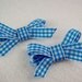 Small Blue Gingham Boutique Hair Bows - Handmade