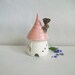 Fairy House/ Night Light - with a Pink Roof