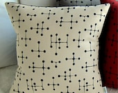 Retro Throw Pillow Cover - Eames Document Small Dot pattern - Cream and Black -- Choose your Size