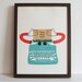 Aqua Robot - Personalised Typewriter Decor Print for Nursery, Play Room, Home