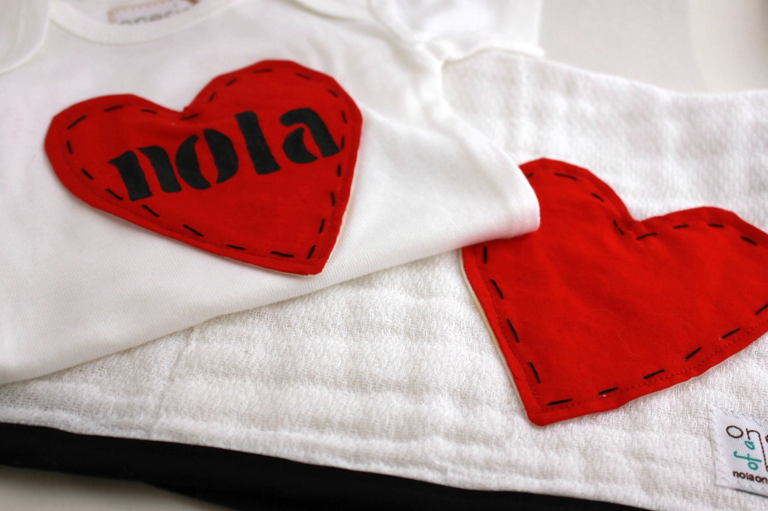 Personalized Baby Gift Set Heart Onesie Burp Cloth New Baby Clothes