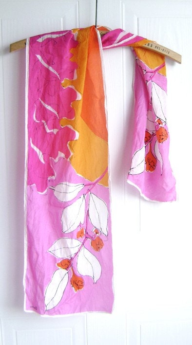 Vera Silk Scarf - Fuschia - Pink - Orange - Bright