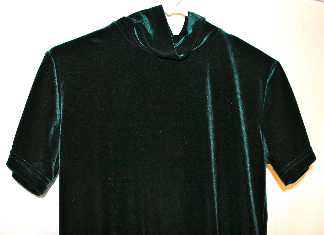 Vintage 1990s Grunge Emerald City Shimmery Hunter Green Velvet Top