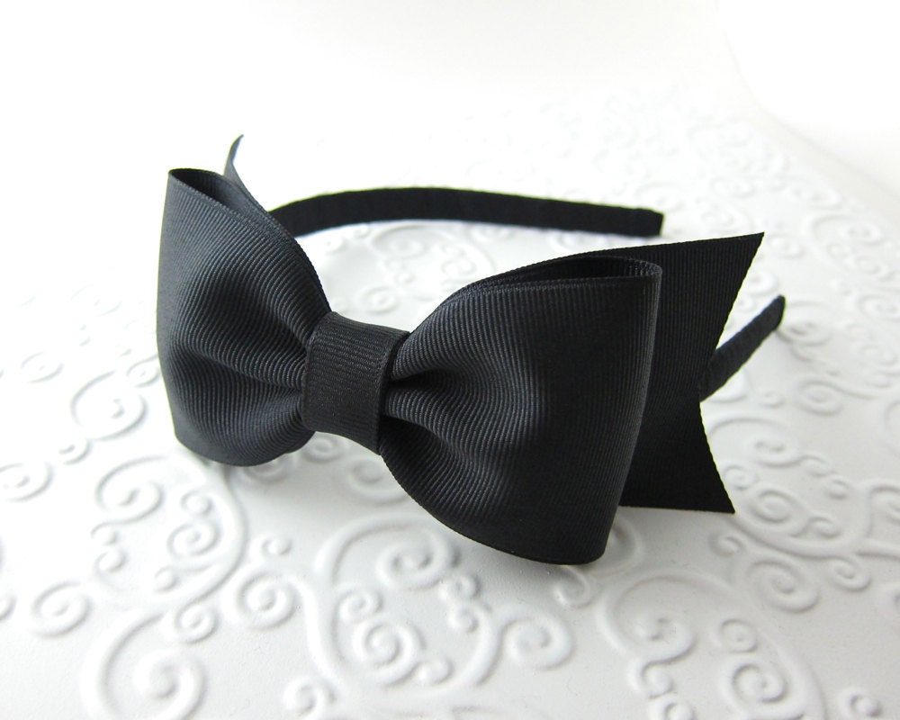 Black Bow Headband Alice in Wonderland Tea Party Costume Prop Pretend Play
