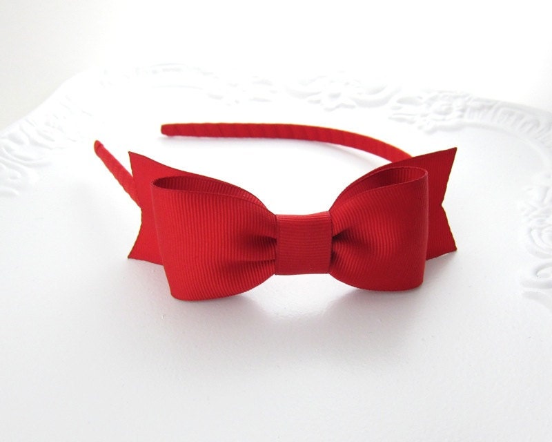 Red Victoria Bow Headband by Snowbella
