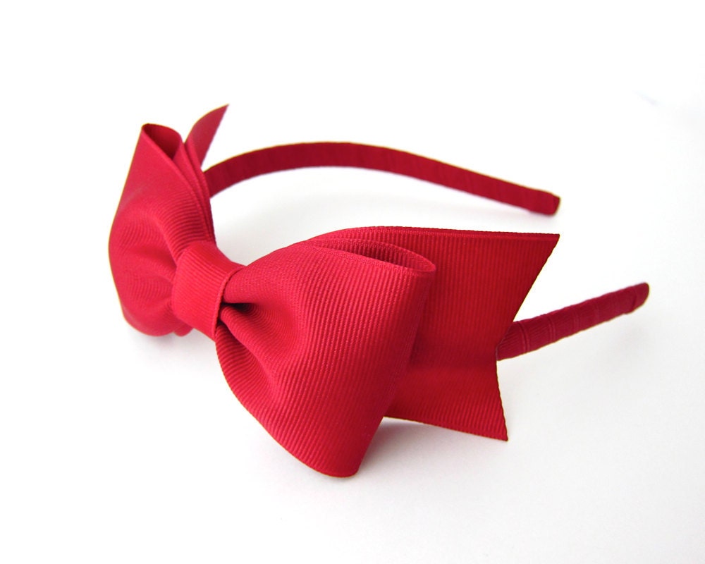 Red Bow Headband Snow White Costume Prop Pretend Play Dark Red