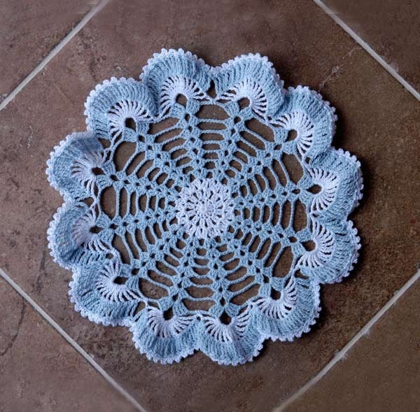 Sea Shell Ruffle Crochet Lace Doily, Beach Cottage Chic Home Decor, Fiber Art