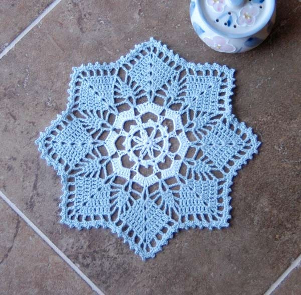 Sky Blue and White Crochet Doily, Cottage Chic Home Fashion Decor