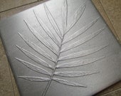 6 x 6 inch Recycled Cast Aluminum Botanical Tile, Bella Palm Leaf Wall Art