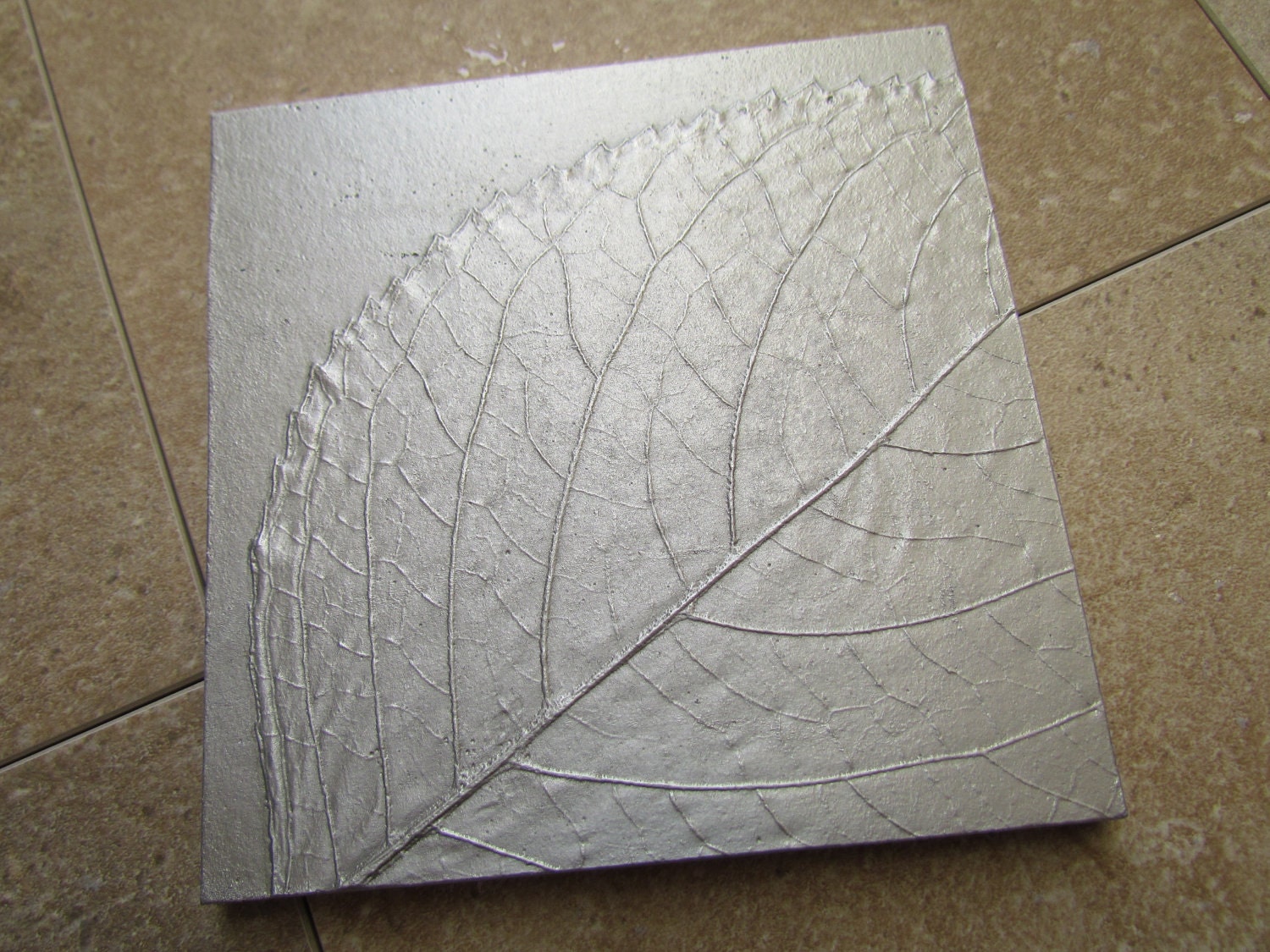 Hydrangea Leaf I Botanical Tile, 4 x 4 inch, Recycled Cast Aluminum Wall Art