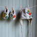 Spring Leaves Eco Cashmere Bootie and Hat Set 0-12 month size//Made by Custom Order