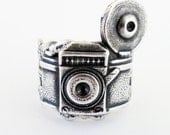 Steampunk Camera Ring- Adjustable- Sterling Silver Ox Finish