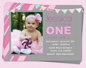 1st Birthday Invitations Girl Modern One Year First Printable Party