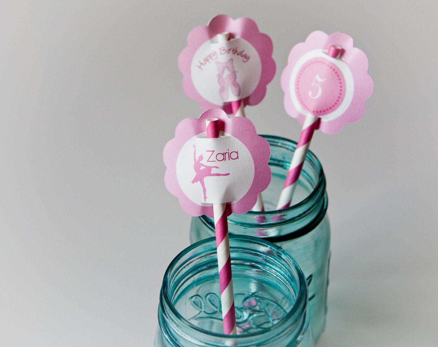 Ballerina Birthday Paper Straws Ballet Party - set of 12
