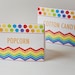 Rainbow Birthday Food Label Tent Cards Polka Dot Birthday Party - Set of 12