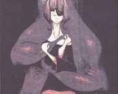 Support 11/18, Violet with Pink and Black, Three Layer Reduction Woodblock Print