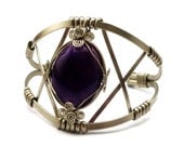 Wire Wrap Purple Cuff Bracelet with Amethyst stone