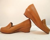 1940s Minty BUTTERSCOTCH WEDGES Gosh Even Includes Original Box  Sz 7.5 - 8
