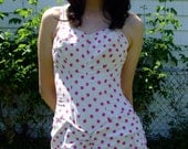 1950s Mid-Century Bubble Bottom Full-Piece HOT PINK POLKA Dot  Rose Marie Reid Swimsuit