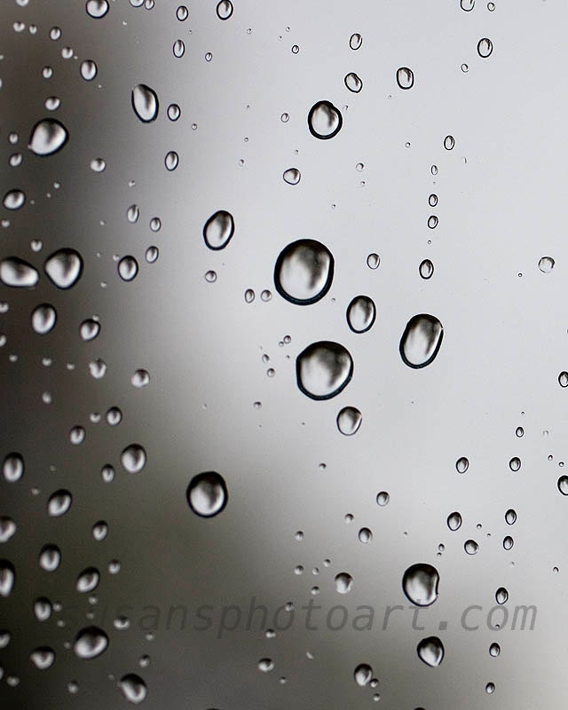 8x10 Abstract Raindrops on luster photo paper, wall art, home decor, black and white photo
