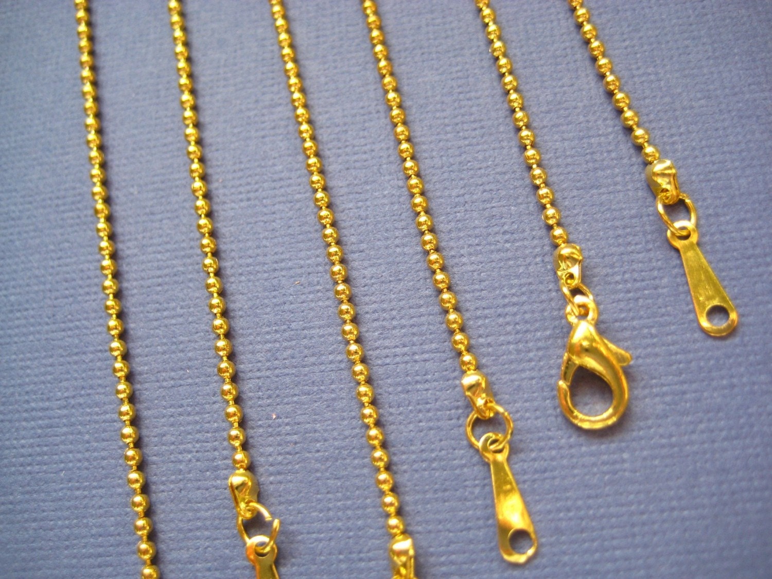 Gold Tone 7 pcs strands 17in Metal Ball Chain