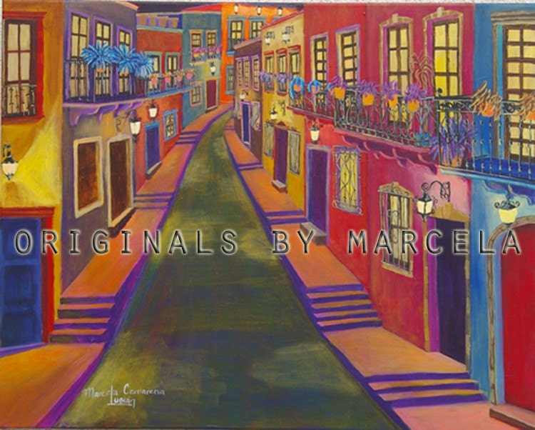 Acrylic on canvas 24x30 Farolitos (Street light)