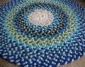 Made to order-Round Braided Rug in Blues from recycled cotton