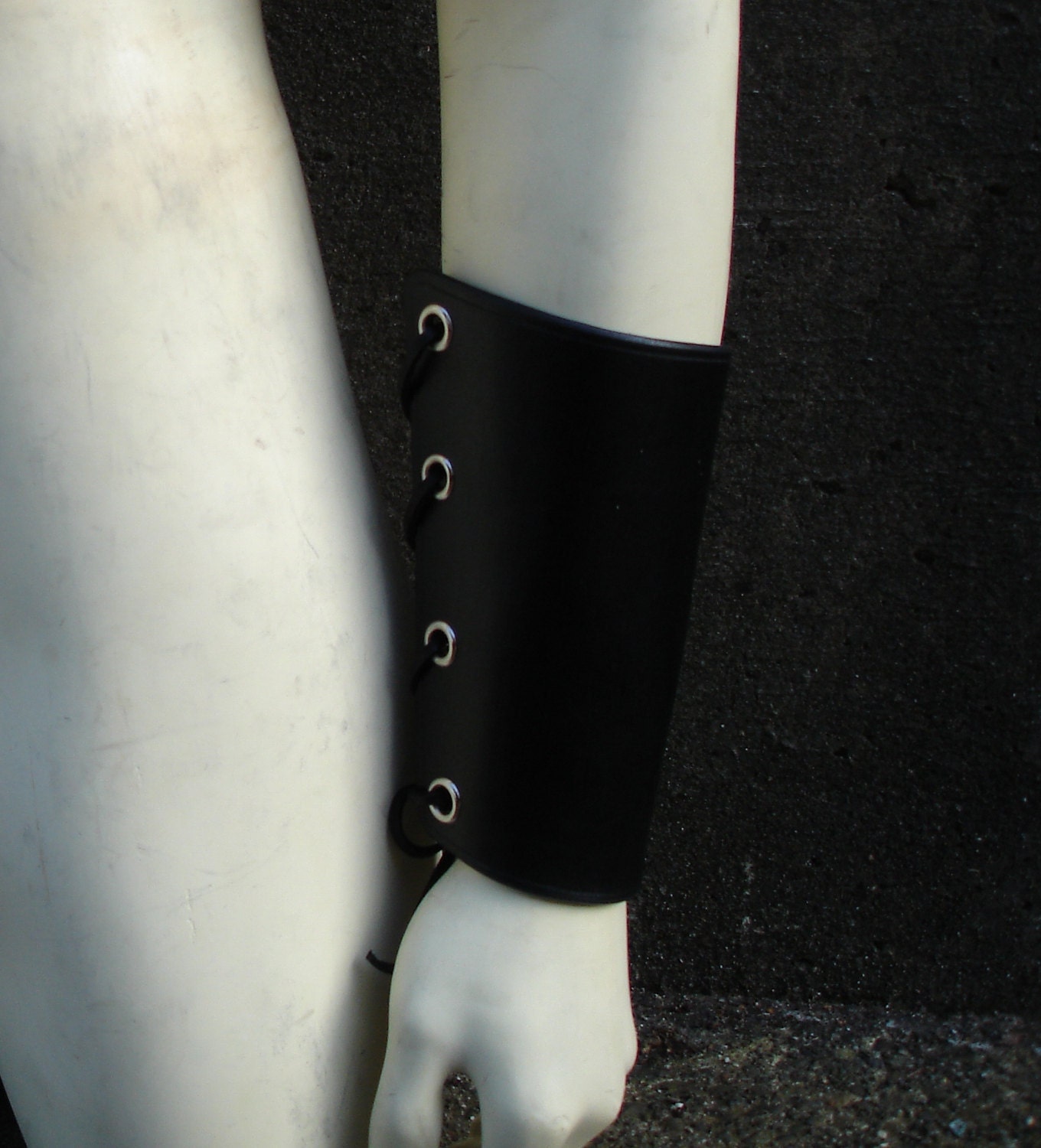 Plain Leather Wrist Cuff - Long