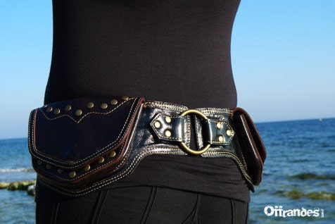 Leather Hip Belt BaG - " BASTIDE BLANCHE " - BLACK