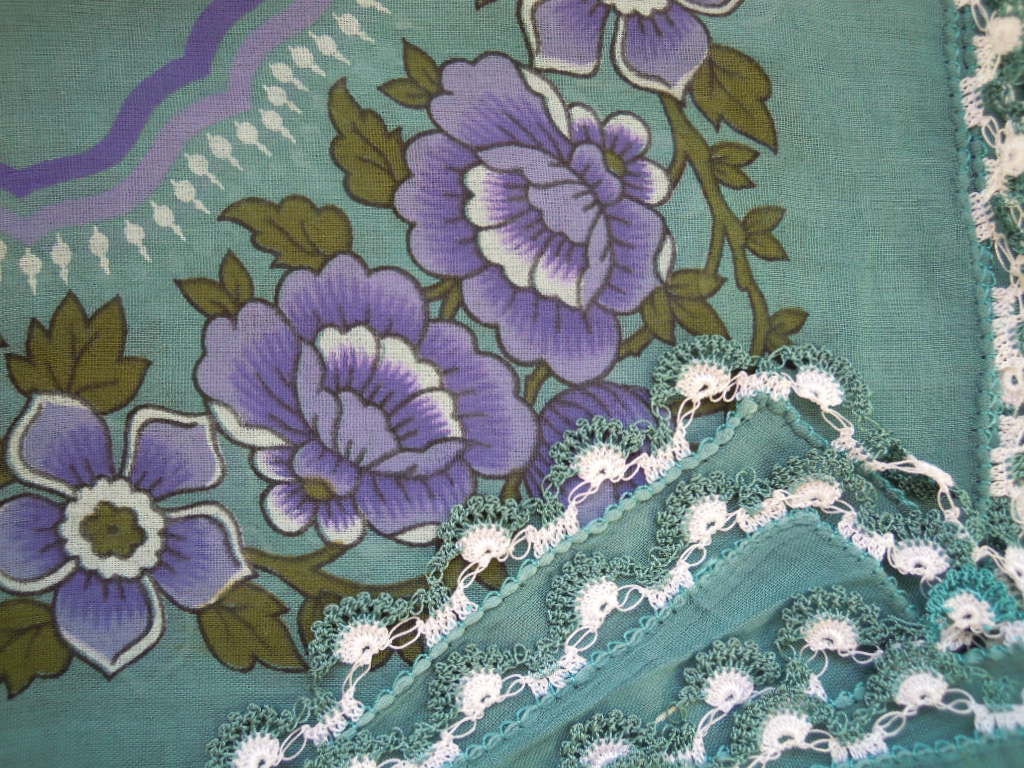 turkish scarf, teal and purple