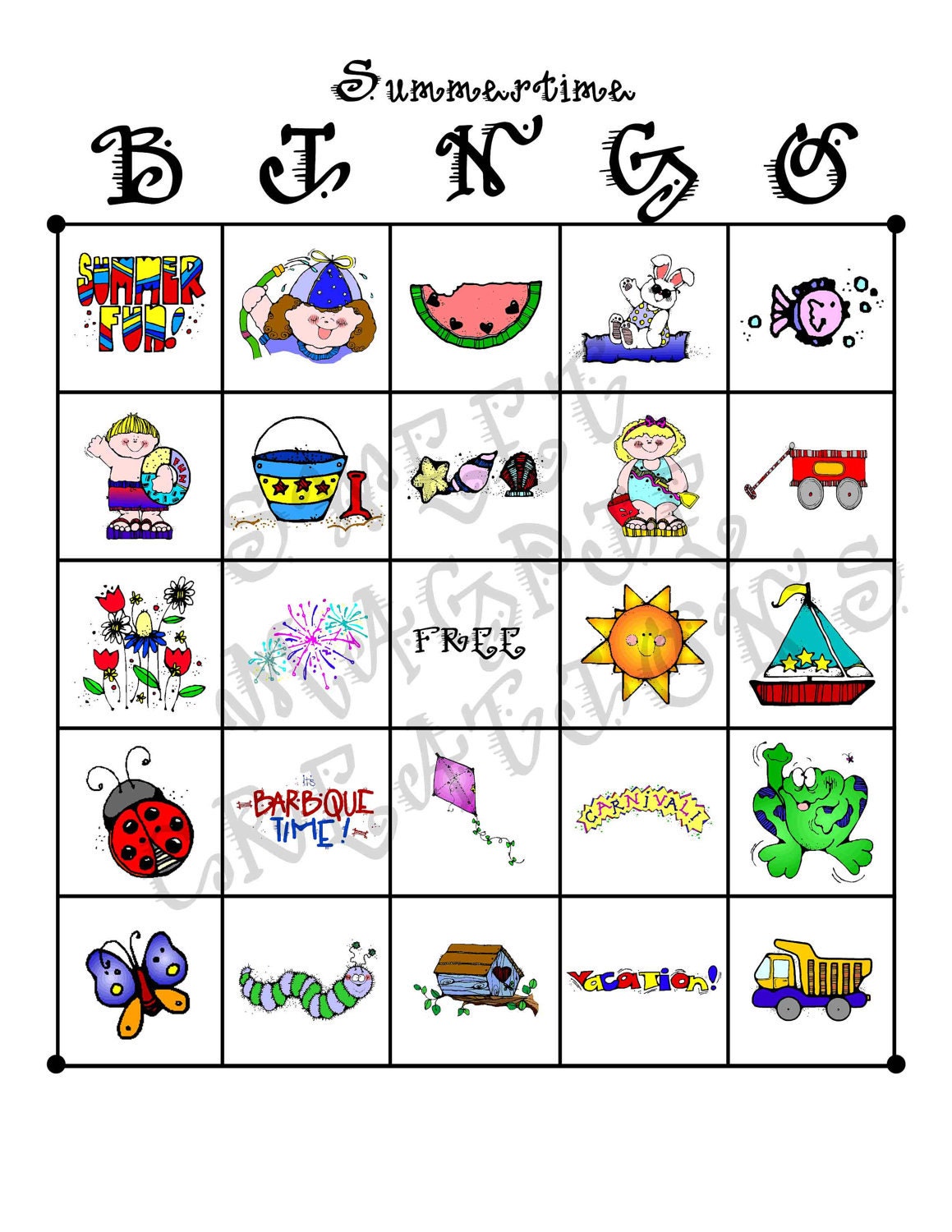 Items similar to Summer Bingo Cards (Print at Home) on Etsy