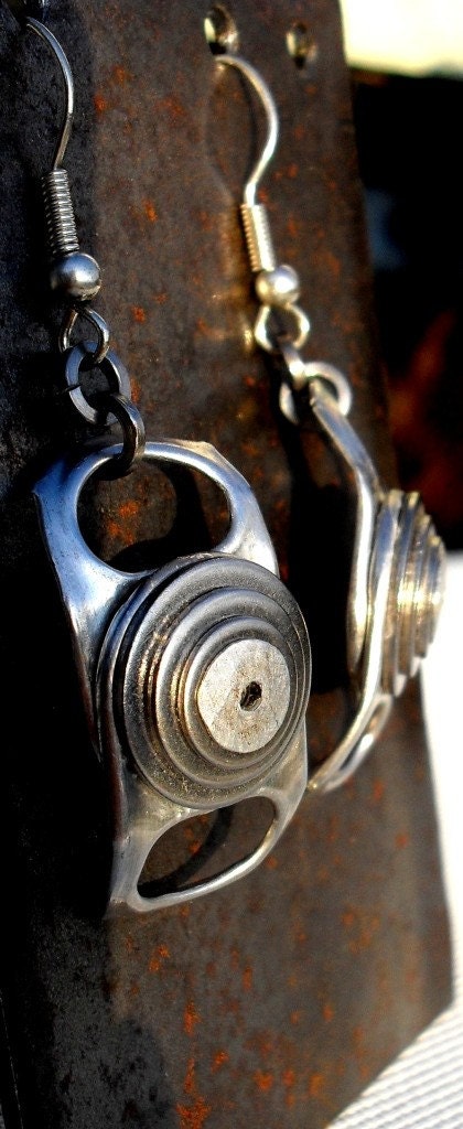 Recycled ring pull tab dangle Earrings